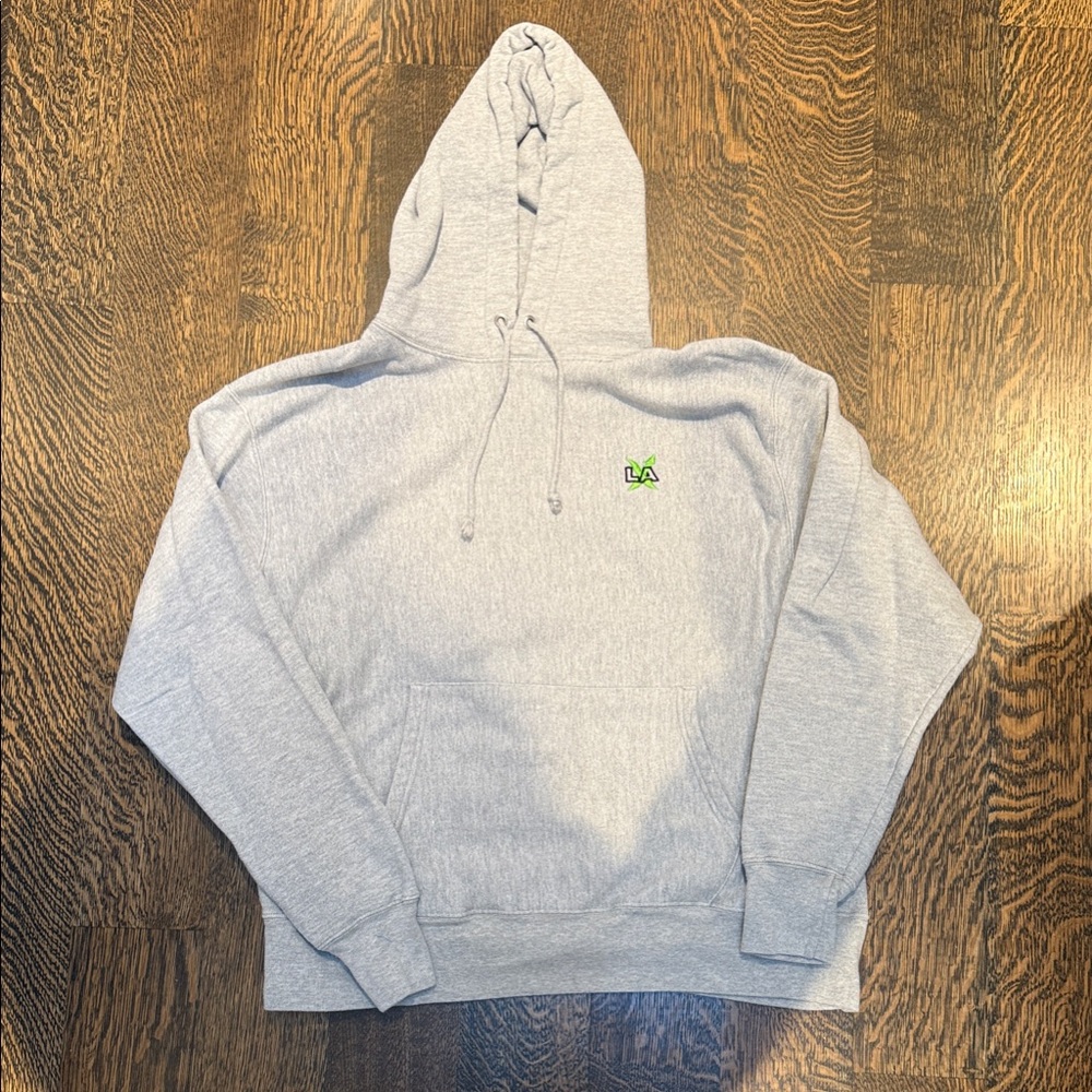 Champion Gray Hoodie with LAX Green Logo